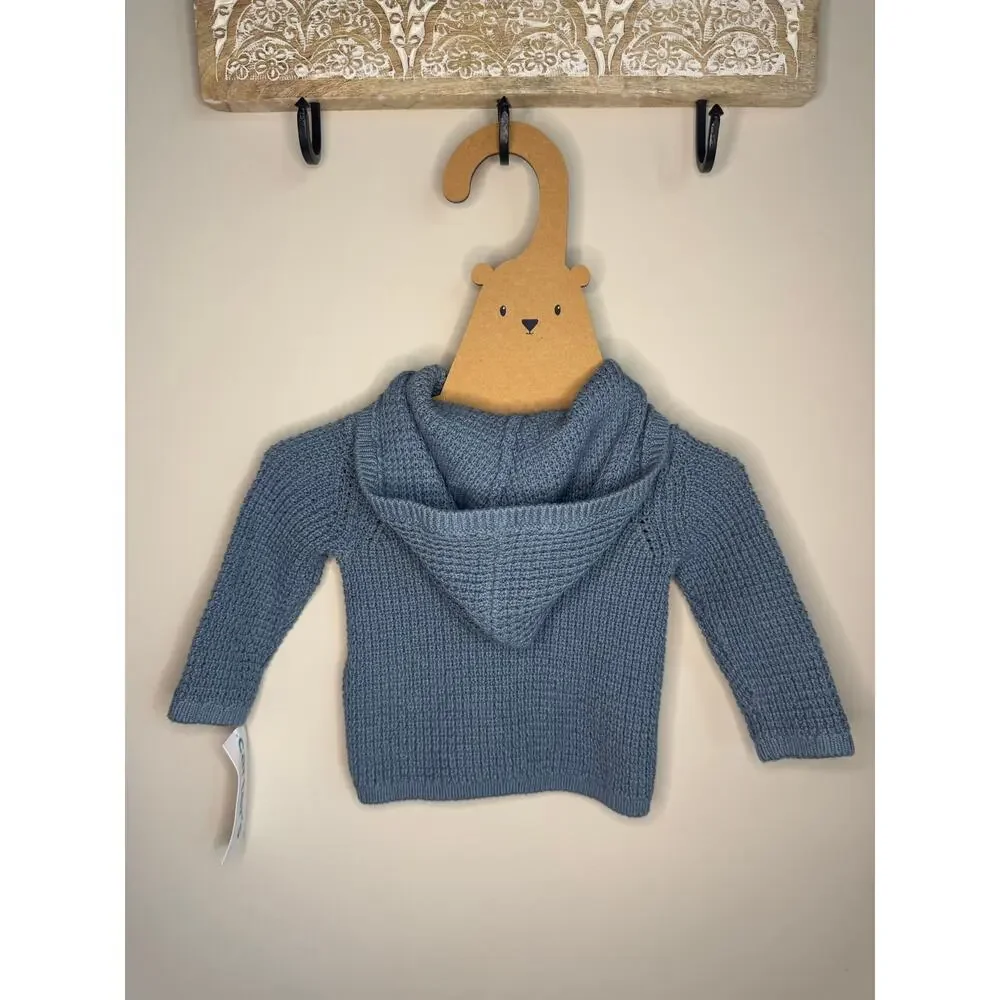 Carter's Hooded Waffle Knit Baby Sweater Cardigan sz 3M - Picture 2 of 2